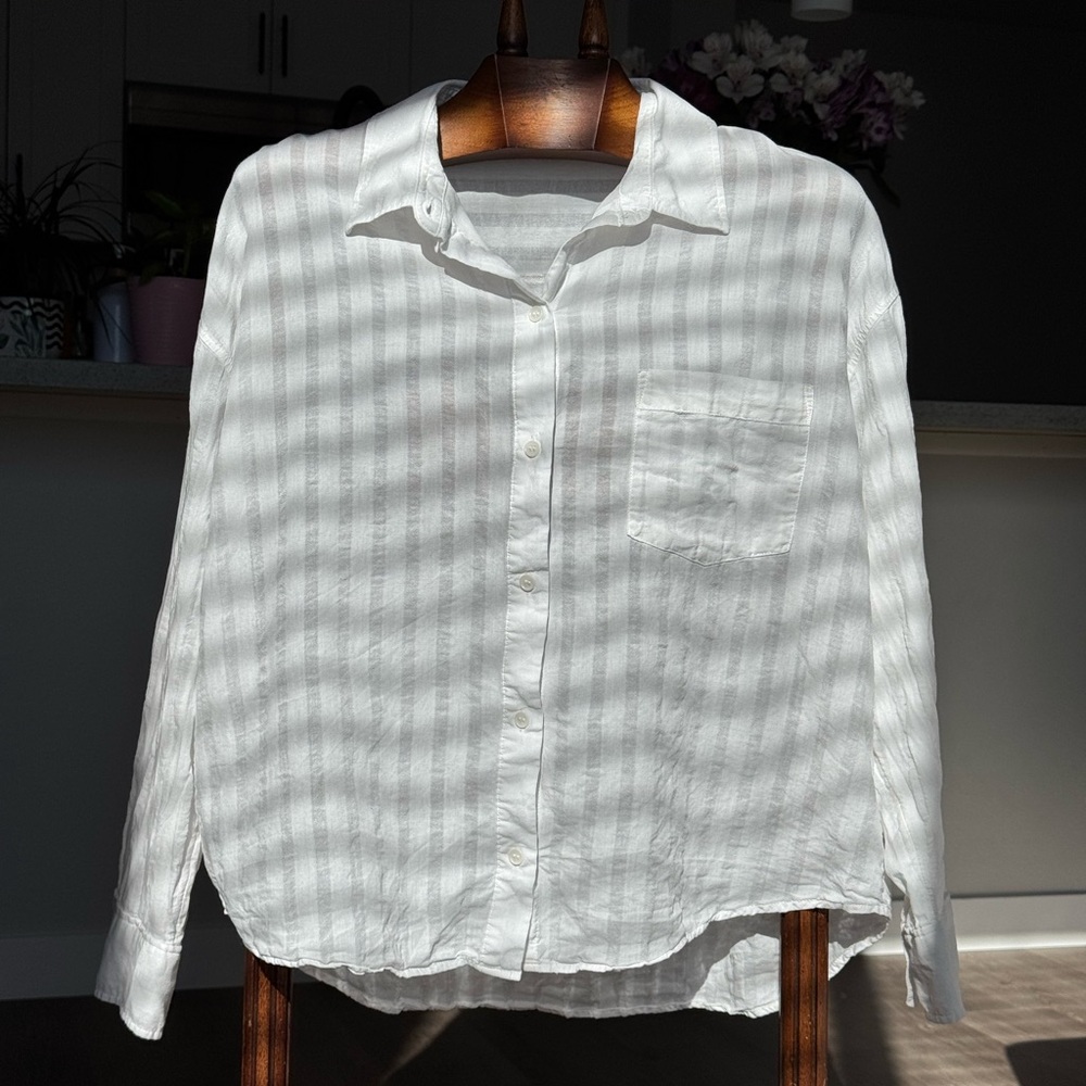 H&M Divided Women’s White Button-Up Shirt Blouse – Size L, Casual Basic Cotton